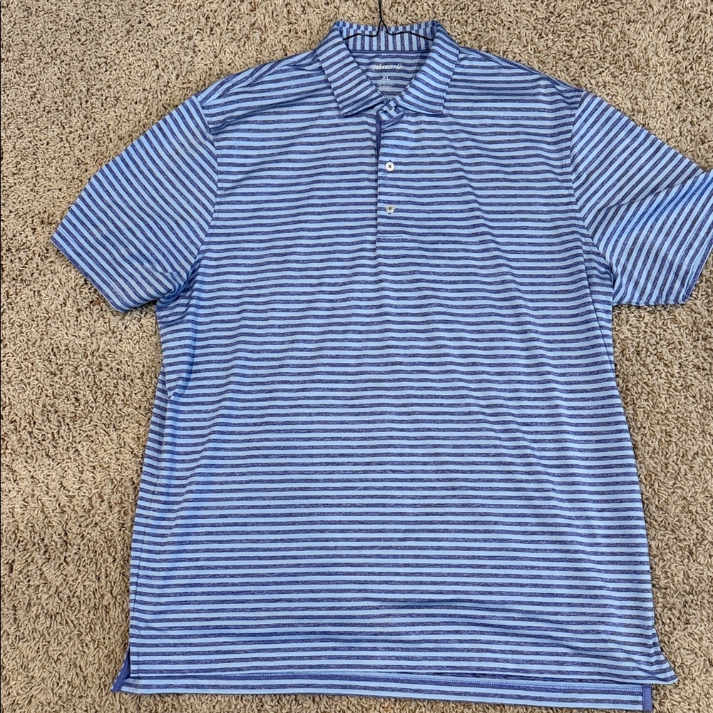 johnnie-O Classic Blue and White Striped Polo